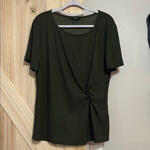 Women's Olive Green Twist Front Top
